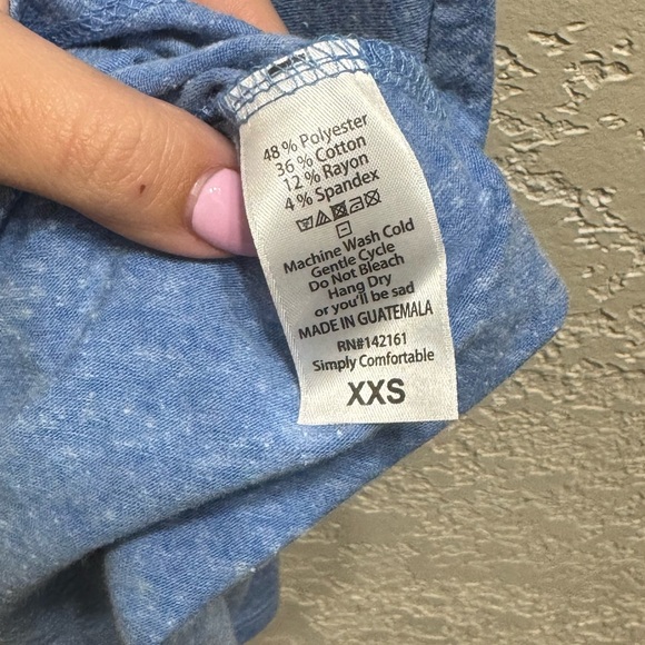 LuLaRoe Nicole Dress XXS Blue Heather Coral Trim - Picture 6 of 8